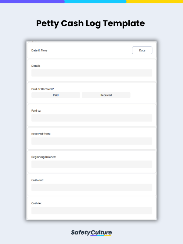 free-petty-cash-logs-forms-pdf-safetyculture for Free Printable Petty Cash Log Template Free Petty Cash Logs & Forms | PDF | SafetyCulture for Free Printable Petty Cash Log Template
