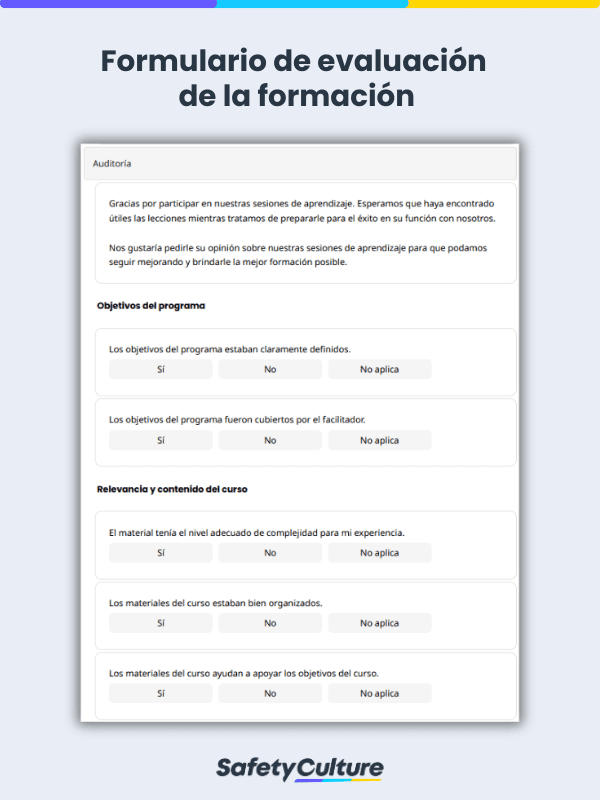 formulario de autoevaluación del estudiante