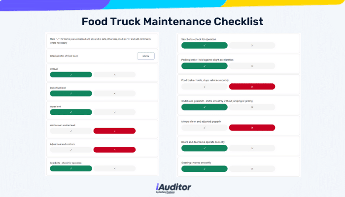 Food Truck Maintenance Checklist