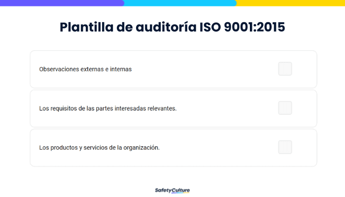 Lista de comprobación de la auditoría ISO 9001