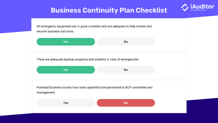 checklist du plan de continuité des activités